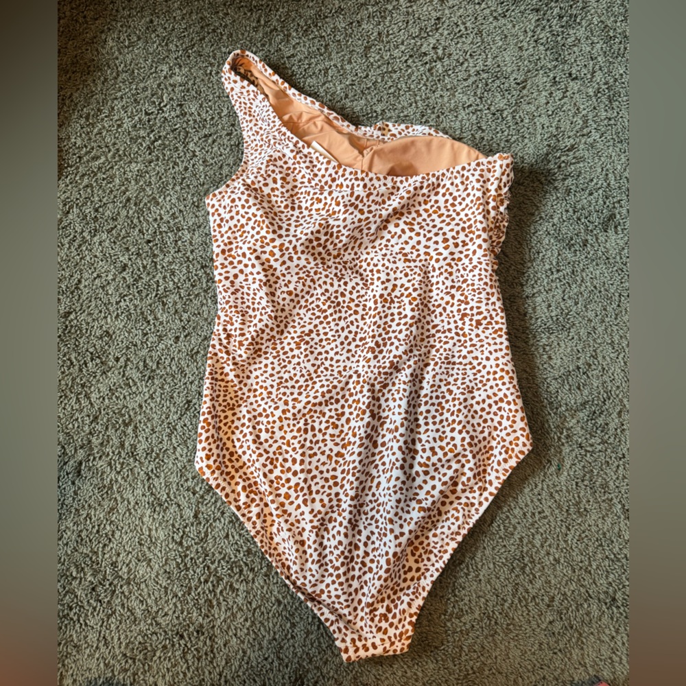 J. crew one shoulder leopard animal print swim suit ONE PIECE - Picture 5 of 9